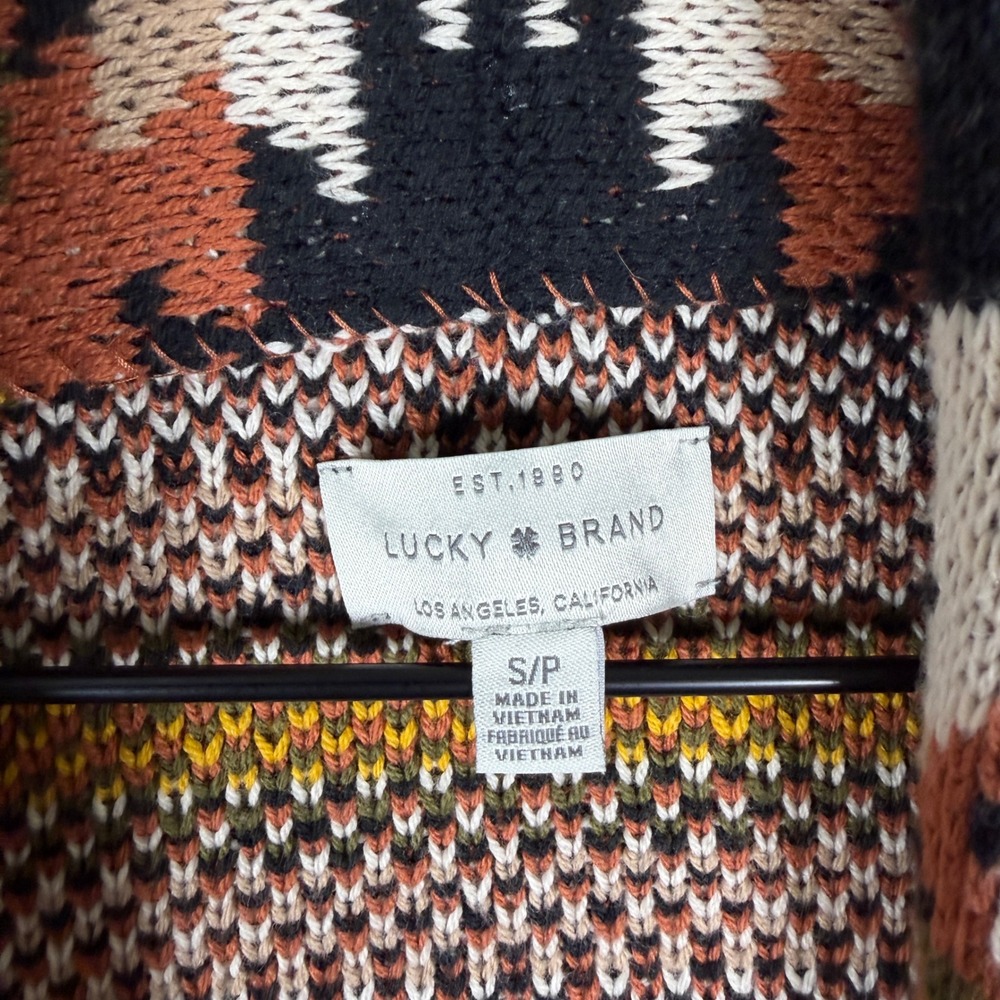 Lucky Brand Cardigan Sweater Womens S Multicolor Southwestern Aztec Boho Western - Picture 3 of 12